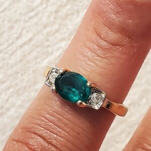Simulated Emerald 18k Plated Ring